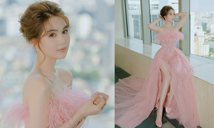 Diện đầm hồng cùng make-up sương sương, Ngọc Trinh mong manh gây thương nhớ khi tái xuất thủ đô 