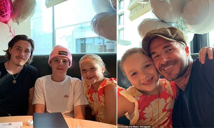 Brooklyn Beckham phá tan tin đồn bị bố mẹ cạch mặt với loạt hình 'tình thương mến thương' trong sinh nhật Harper 
