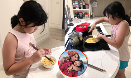 Mới 8 tuổi, con gái MC Diệp Chi đã trổ tài vào bếp nấu ăn cực khéo