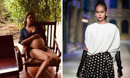 'Viên ngọc đen' của làng mẫu - Lâm Thu Hằng gợi cảm khi sắp lâm bồn lần hai