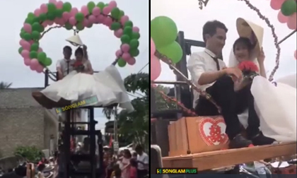 Lễ rước dâu bằng xe nâng gây xôn xao cộng đồng mạng