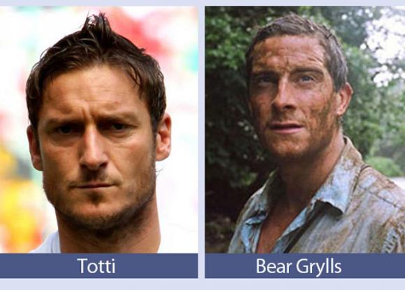 Totti như anh em sinh đôi với nhà thám hiểm, nhà văn Bear Grylls.