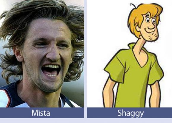 Cầu thủ từng nổi danh trong màu áo Valencia, Mista 'hóa thân' thành nhân vật Shaggy.
