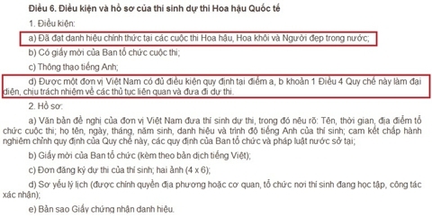 hoa hậu,hoa khôi,quy chế