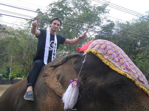 Nam vương Khôi Nguyên,Mister International 2011,người mẫu,tinh nghịch,voi,vui đùa