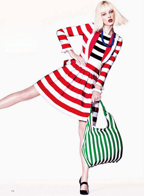 thời trang kẻ sọc, Harper’s Bazaar, mix đồ, phong cách, thời trang