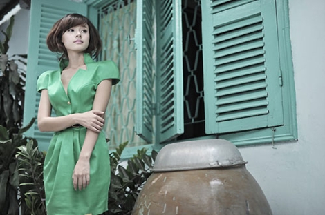 Midu, Gam màu xanh, Thời trang sao teen, Thời trang sao, Váy, Thời trang