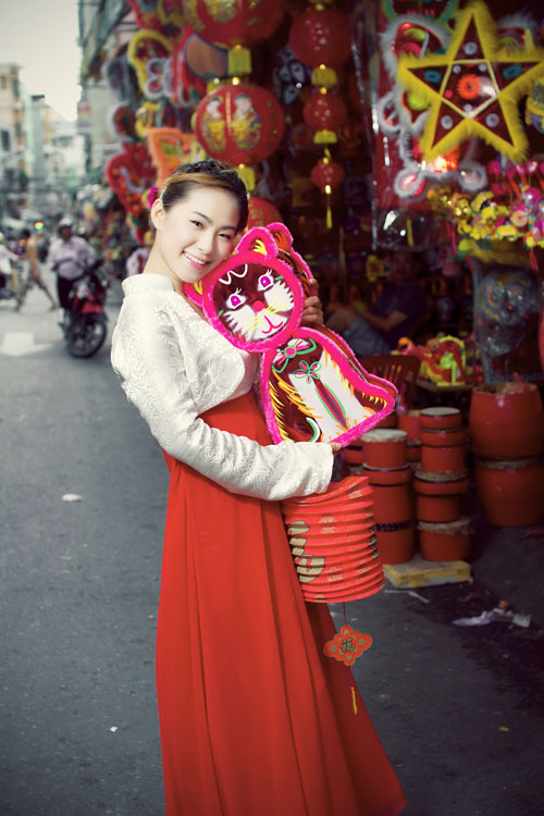 Thời trang trung thu, Lương Bích Hữu, Phố đèn lồng, Áo dài, Thời trang sao, Thời trang