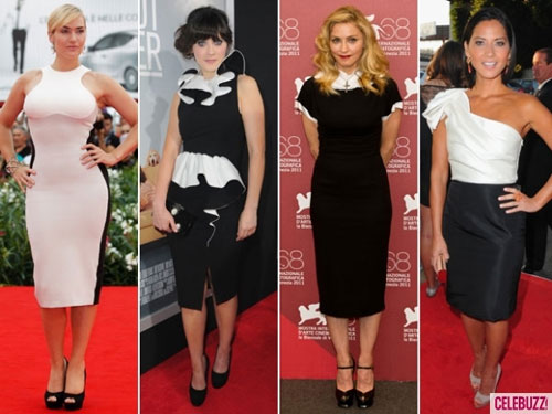Thời trang sao Hollywood, Thời trang màu trắng đen, Gam màu thời trang, Miranda Kerr, Madonna, Olivia Munn