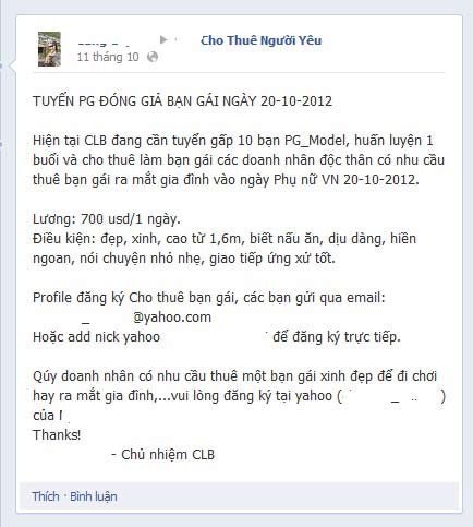 20/10,phụ nữ việt nam,giới trẻ,tuyển người yêu,thuê người yêu