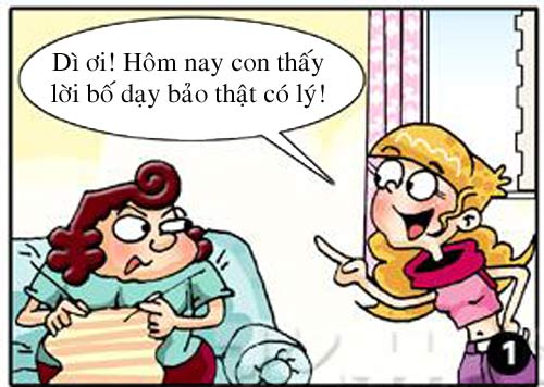 bố,mẹ kế,chuyện tranh,con,bí mật,cười,con gái