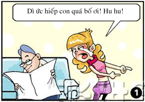 bố,mẹ kế,chuyện tranh,con,bí mật,cười,con gái