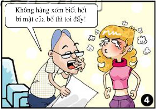 bố,mẹ kế,chuyện tranh,con,bí mật,cười,con gái