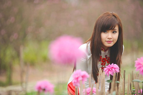Hot girl,midu,áo dài