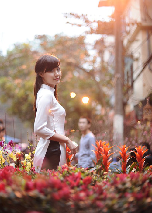 Hot girl,midu,áo dài