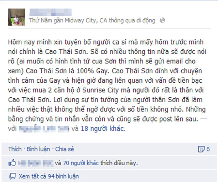 Cao thái sơn,gay,ca sĩ,cao thái sơn lừa đảo