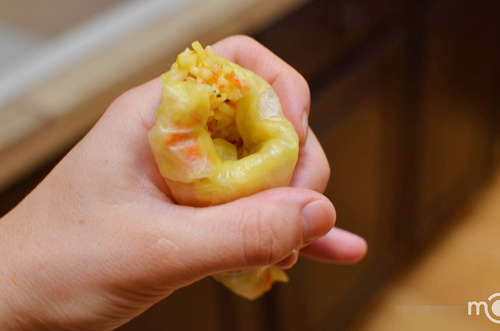 bắp cải,cuộn cơm,món ngon