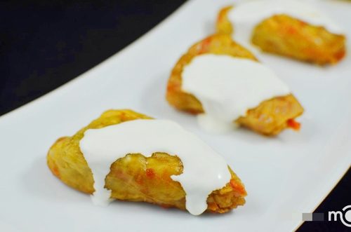 bắp cải,cuộn cơm,món ngon