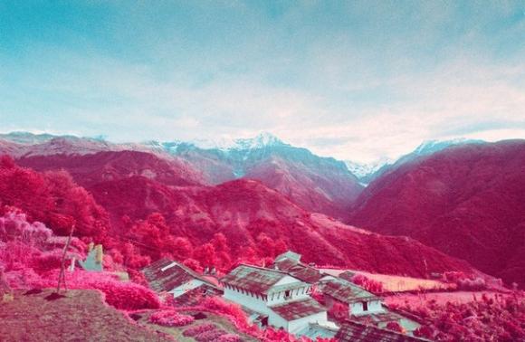 COOL PLACE, VÙNG NÚI,  NEPAL,  DÃY NÚI HIMALAYA,  CẢNH TƯỢNG,  MÀU ĐỎ,cảnh đẹp