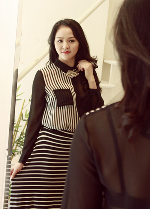 Thời trang sao việt,Thời trang sao,trào lưu sọc đen trắng,Ngọc Trinh 2013,Siêu mẫu Thanh Hằng