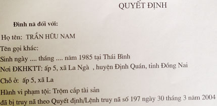 Tội phạm truy nã,trung úy cảnh sát là tội phạm,Cảnh sát trốn truy nã