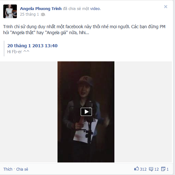 angela phương trinh 2013,bà mẹ nhí,Nữ hoàng thị phi,Facebook của sao