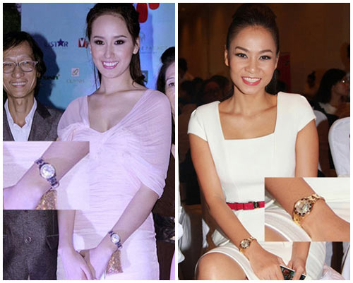 Mỹ nhân việt,Phụ kiện của sao việt,Túi nhỏ clutch,giày Christian Louboutin,túi xách Dior,huy hiệu Chanel,đồng hồ Rolex