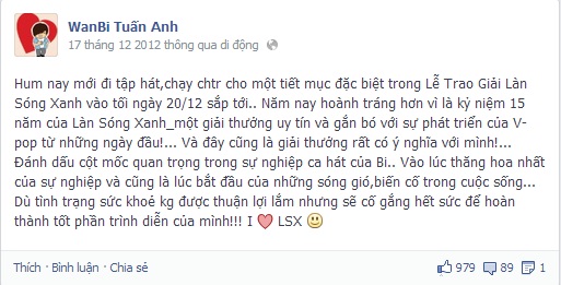 Wanbi Tuấn Anh 2013,Wanbi Tuấn Anh Đột Tử,Wanbi Tuấn Anh qua đời