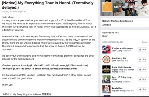 Lee Min Ho Concert in Vietnam 2013,Lee Min Ho