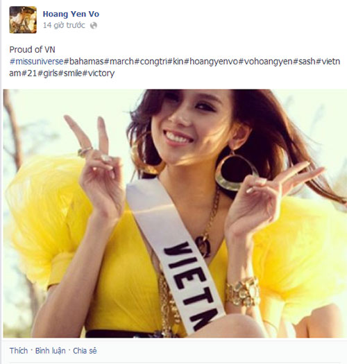 Trương Thị May,Hoa hậu Hoàn vũ 2013,Á hậu Hoàng My,Miss Universe 2013