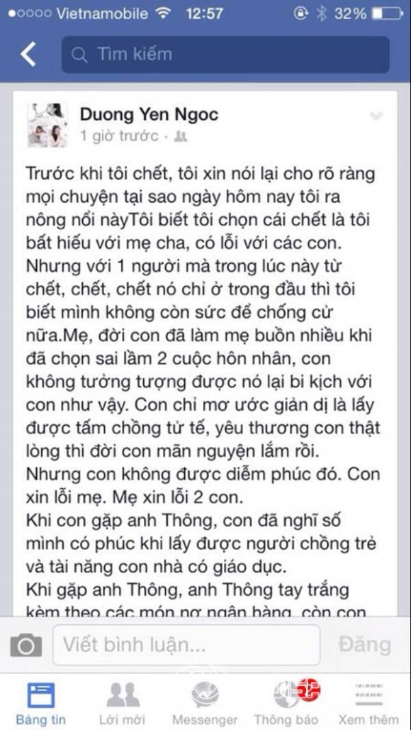 sao Việt, Dương Yến Ngọc, Dương Yến Ngọc tố Pha Lê giựt chồng, Dương Yến Ngọc đòi tự tử