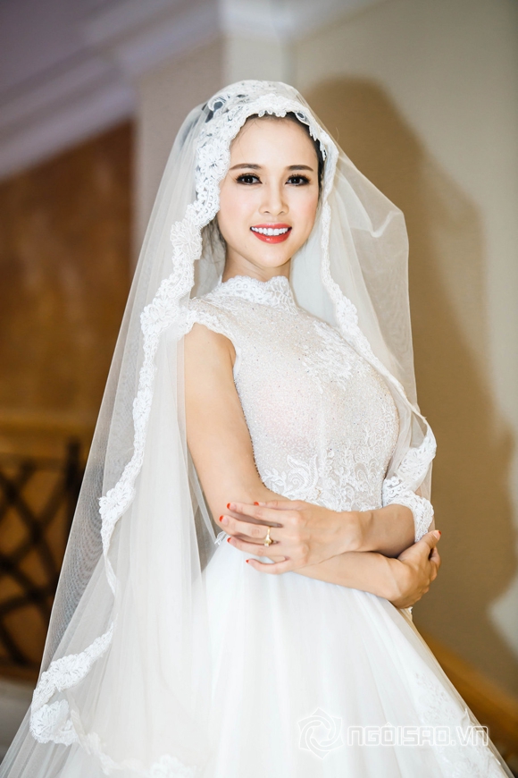 Sao việt,sao viet,hoa hậu áo dài vũ ngọc anh,top 5 hoa hậu việt nam 2012,vũ ngọc anh diện áo cô dâu