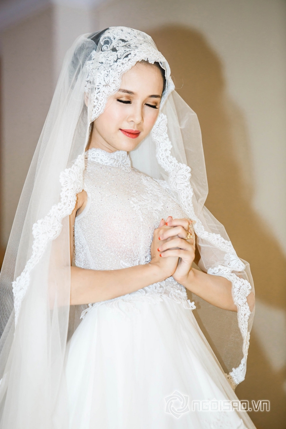 Sao việt,sao viet,hoa hậu áo dài vũ ngọc anh,top 5 hoa hậu việt nam 2012,vũ ngọc anh diện áo cô dâu