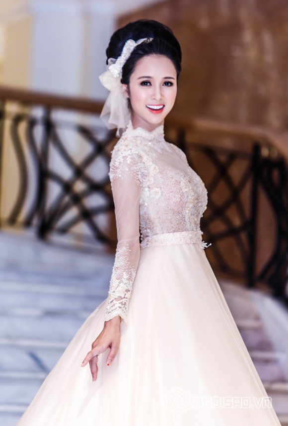 Sao việt,sao viet,hoa hậu áo dài vũ ngọc anh,top 5 hoa hậu việt nam 2012,vũ ngọc anh diện áo cô dâu