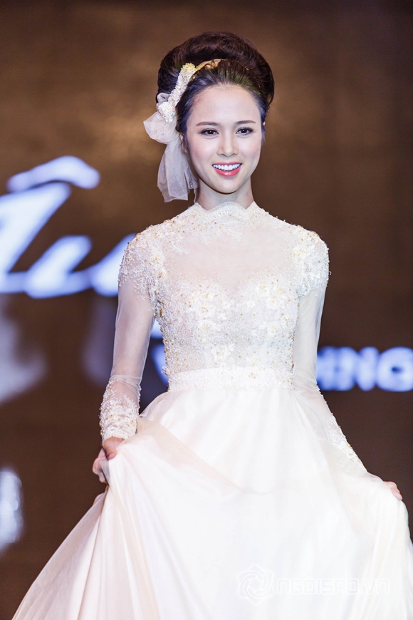 Sao việt,sao viet,hoa hậu áo dài vũ ngọc anh,top 5 hoa hậu việt nam 2012,vũ ngọc anh diện áo cô dâu