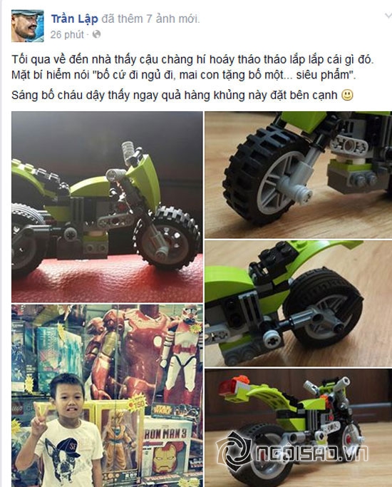 Trần Lập,the voice,khoe con,Trần Lập được con trai tặng xe,Trần Lập khoe con trên facebook