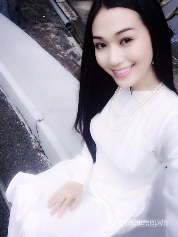 khánh my diện áo dà,khánh my nền nã áo dài,sao việt diện áo dài,sao việt