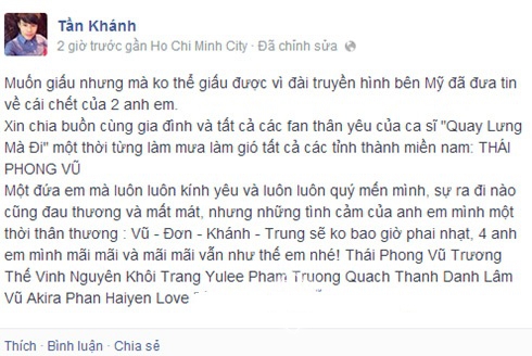 sao Việt, Thái Phong Vũ, Thái Phong Vũ qua đời, Thái Phong Vũ bị tai nạn, nam ca sĩ bạc mệnh cxủa showbiz