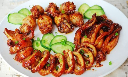 mực xào cay,cách làm mực xào cay,mực xào cay Hàn Quốc,món ngon ăn với cơm