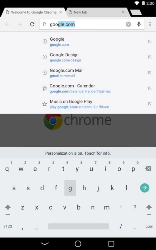 Giao diện,giao diện Material Design,Chrome 37 trình làng trên Android giao diện Material Design