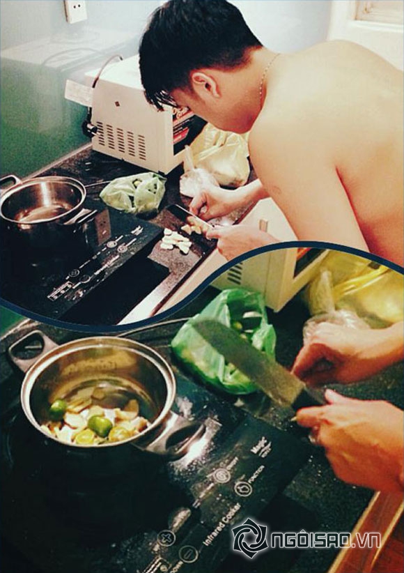 Quang Huy,Quang Huy vào bếp,Quang Huy nấu ăn,Quang Huy chăm sóc Diễm Hương,HH Diễm Hương
