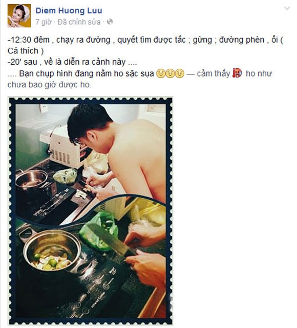 Quang Huy,Quang Huy vào bếp,Quang Huy nấu ăn,Quang Huy chăm sóc Diễm Hương,HH Diễm Hương