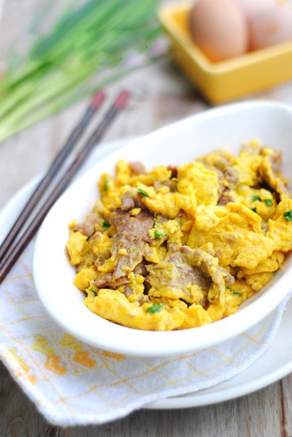 Món ăn ngon,Món trứng xào thịt bò,Cách làm Món trứng xào thịt bò