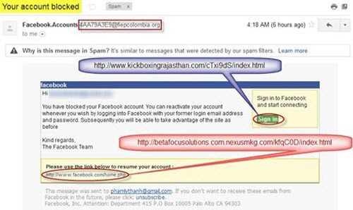Email,cẩn thận với email 'Tài khoản Facebook bị khóa'