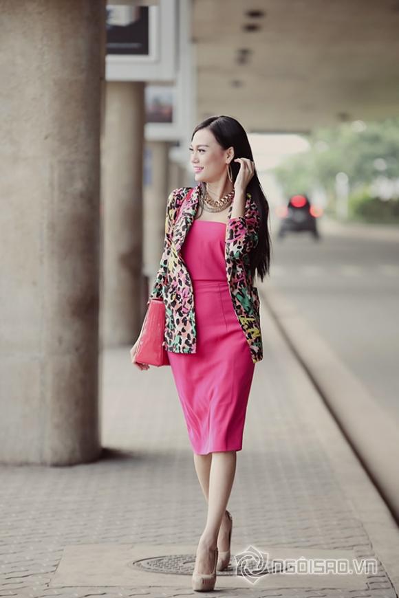 Cao Thùy Linh, street style, sân bay, Hoa hậu Quốc tế, Miss Grand International 2014