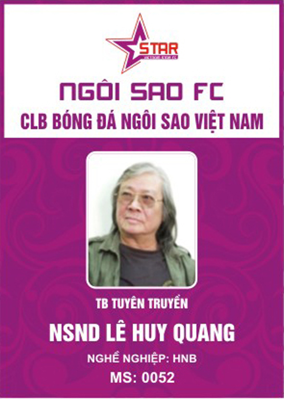 Câu lạc bộ bóng đá ngôi sao việt nam,ngôi sao fc,nghệ sỹ nhân dân lê huy quang,họa sĩ lê huy quang