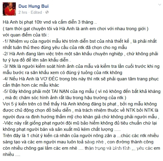 Đức Hùng, Hà Anh, sao Việt bênh vực Hà Anh, sao Việt, sao Viet