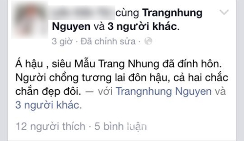 Trang Nhung, Nguyễn Hoàng Duy, Trang Nhung bất ngờ đính hôn bí mật cùng chồng đại gia