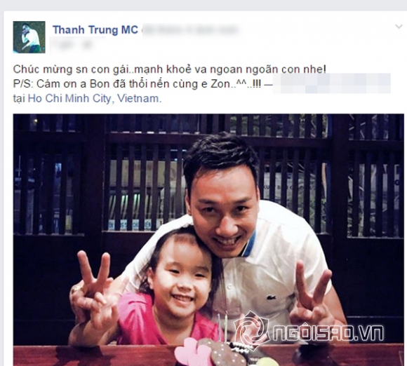 Thành Trung, Thu Phượng, Thành Trung mừng sinh nhật con gái, con gái Thành Trung