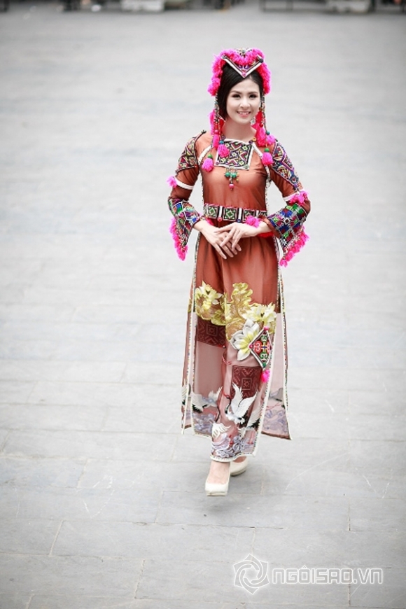 hoa hậu ngọc hân,ngọc hân trang phục truyền thống,hoa hậu Việt,ngọc hân áo dài